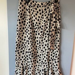 Whistles - Black Brushed Dalmatian Wrap Skirt - Size US8 / UK12